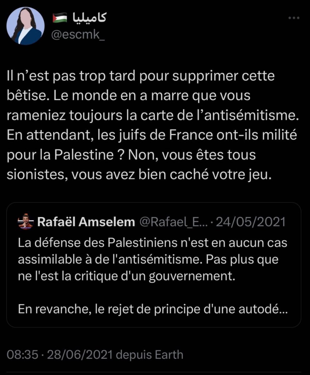 Propos Antisemite par Camélia Mekkiou